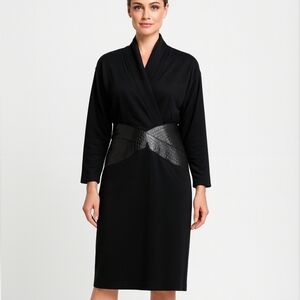 Dominic Bellissimo Vintage Wool Long Sleeve Black Midi Fall Winter Dress Size 12